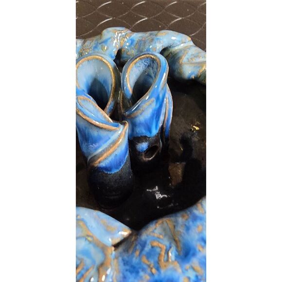 Handmade Pottery Flower Frog Blue - Picture 9 of 9